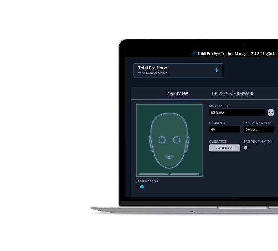 Eye tracking configuration and setting utility Tobii