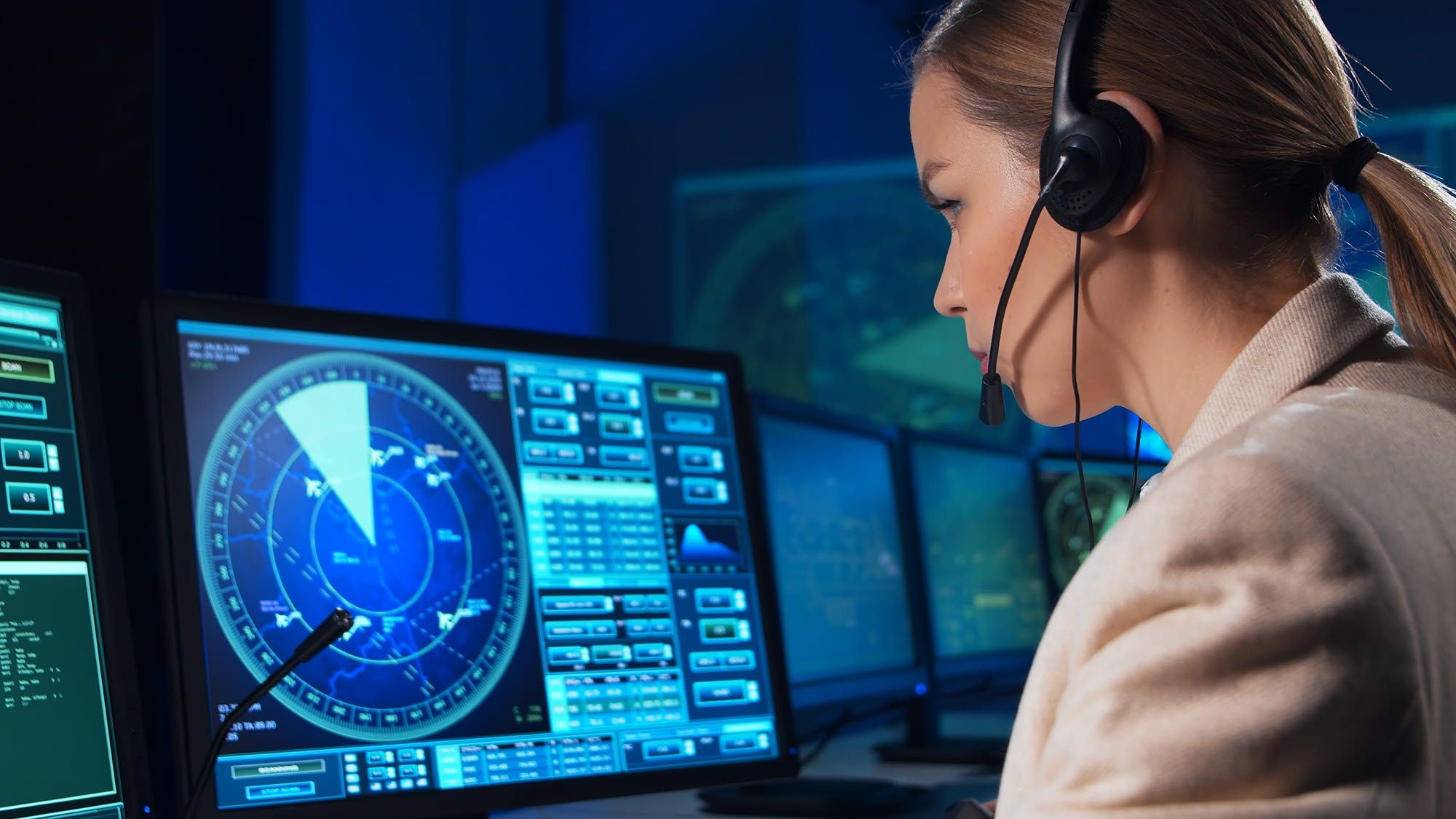 Female air traffic controller