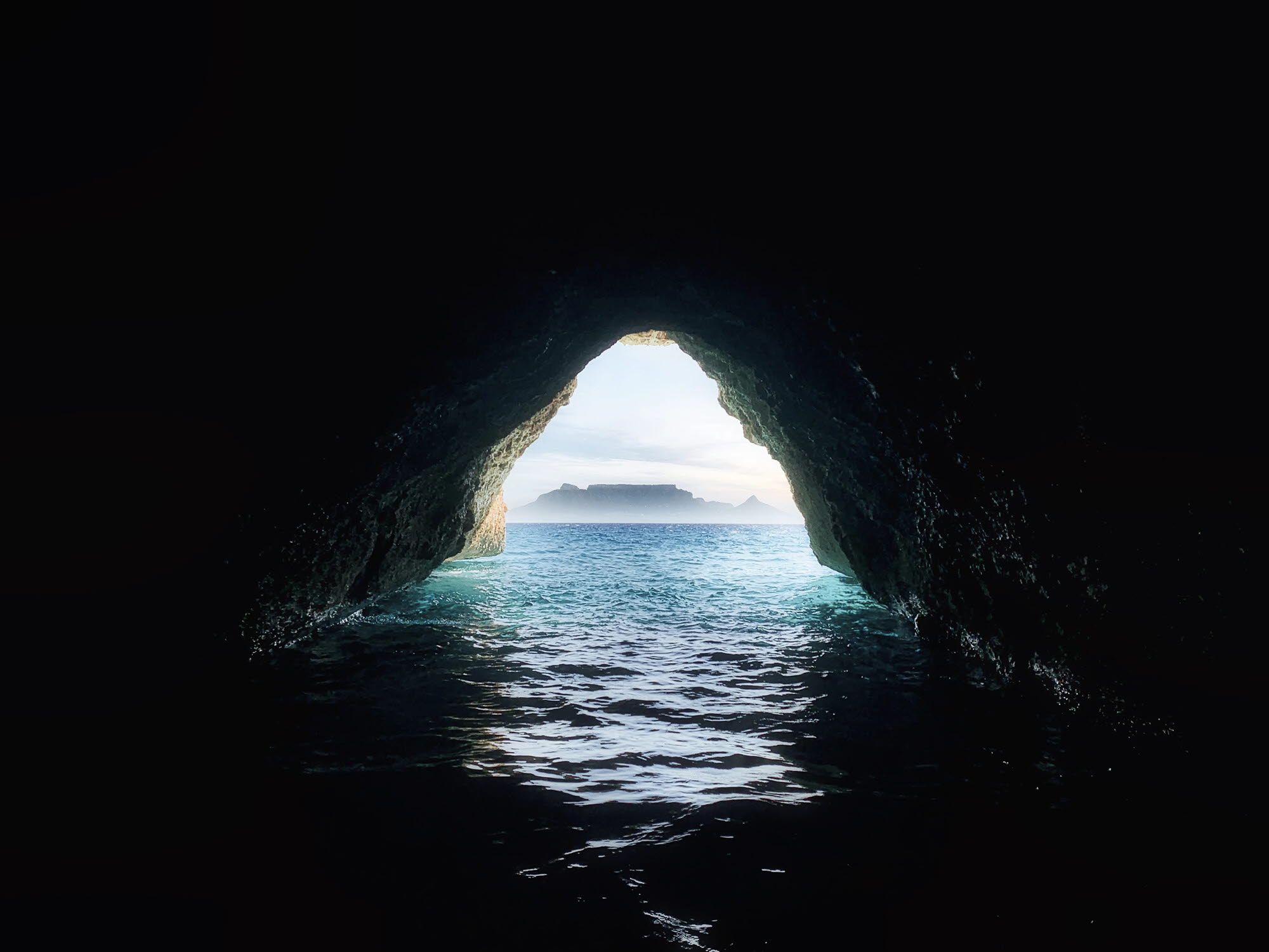 Opening in a cave